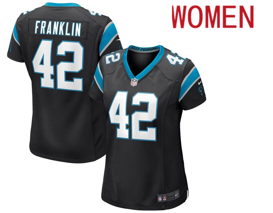 Women Carolina Panthers #42 Sam Franklin Nike Black Game NFL Jersey->women nfl jersey->Women Jersey